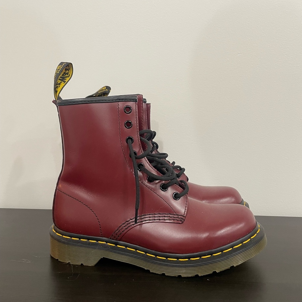 Dr. Martens Burgundy Leather Boots